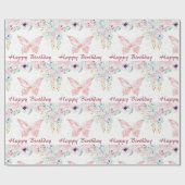 Pasteelflorale en vlinderjarige baby cadeaupapier (Vlak)