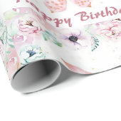 Pasteelflorale en vlinderjarige baby cadeaupapier (Rol Hoek)