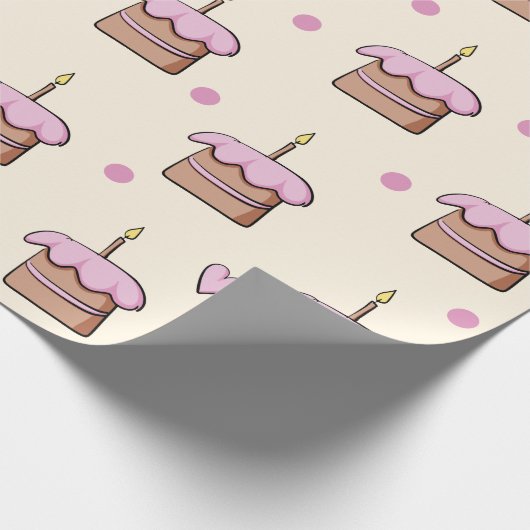 Pasteelgeel en roze cake en uw harten verjaardag cadeaupapier (Hoek)