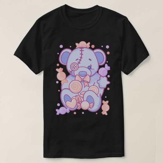 PasteelGothic Teddy Bear Aesthetische Gothic T-shirt (Design voorkant)