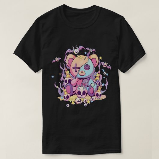 PasteelGothic Teddy Bear Voodoo Doll Cute Aestheti T-shirt (Design voorkant)