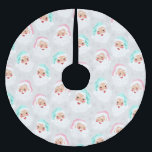 Pasteelkerstkerstman met kerstmis kerstboom rok<br><div class="desc">Deze  kerstboomrok is voorzien van retroflectoren van de kerstman,  gekleed in  munt groen en pastelroze kerstmanhoeden tegen een gepatenteerde duif grijze achtergrond.</div>