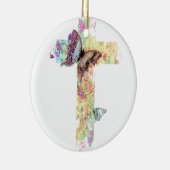 Pasteelkruis en botervliegen keramisch ornament (Rechts)