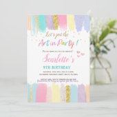 Pasteelkunstschilderfeest Girl Birthday Kaart (Staand voorkant)