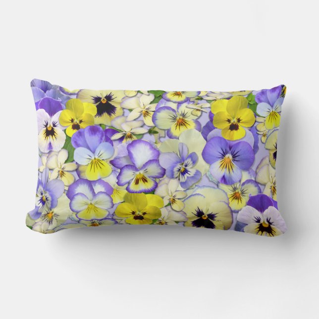  pasteelpansies Lumbar Pillow Kussen (Voorkant)