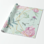 Pasteelpony's Geometric Floral Wedding Cadeaupapier<br><div class="desc">Chic pastel stijl blush roze, paars en munt florale geometrische trouwcadeauomslag.</div>