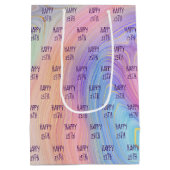 Pasteelregenboog 25e verjaardag Middelgrote Gift B Medium Cadeauzakje (Achterkant)