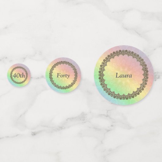 pasteelregenboog 40e verjaardag confetti (Voorkanten)