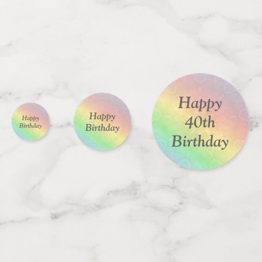  pasteelregenboog 40e verjaardag confetti (Achterkanten)