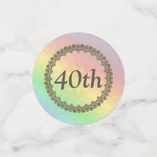 pasteelregenboog 40e verjaardag confetti (Kleine voorkant)