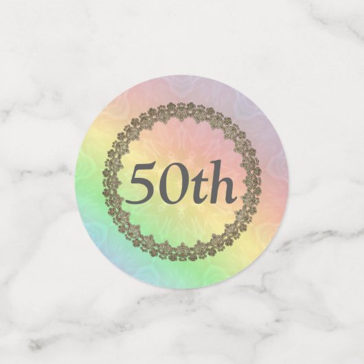 pasteelregenboog 50e verjaardag confetti (Kleine voorkant)