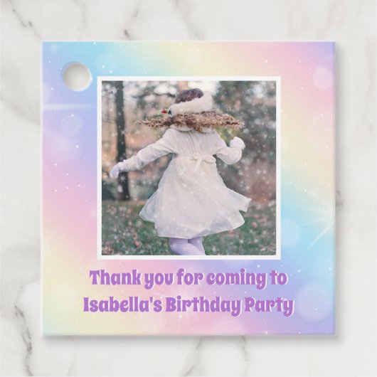  pasteelregenboog met jonge meisjes bedankjes labels (Voorkant)