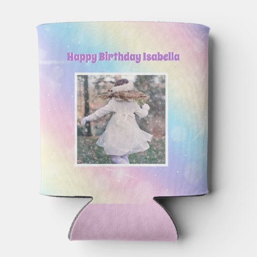  pasteelregenboog met jonge meisjes blikjeskoeler (Achterkant)