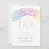 Pasteelregenboogballonplein 2e verjaardag kaart (Voorkant)