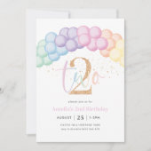 Pasteelregenboogballonplein 2e verjaardag kaart (Voorkant)