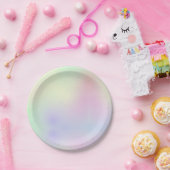 Pasteelregenboogesthetische Holograaf Papieren Bordje (Feest)