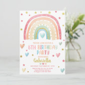 Pasteelregenbooggouden meisje uitgenodigd voor haa kaart (Staand voorkant)