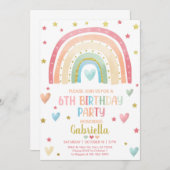 Pasteelregenbooggouden meisje uitgenodigd voor haa kaart (Voorkant / Achterkant)