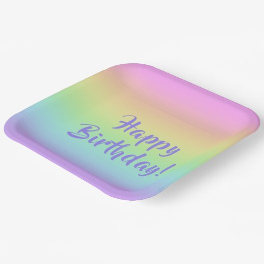 Pasteelregenbooggradiënt Borden Papieren Bordje (Gebogen)