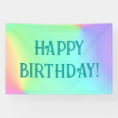 Pasteelregenbooggradiënt Happy Birthday Spandoek (Horizontaal)