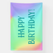 Pasteelregenbooggradiënt Happy Birthday Spandoek (Verticaal)