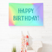 Pasteelregenbooggradiënt Happy Birthday Spandoek (Insitu)