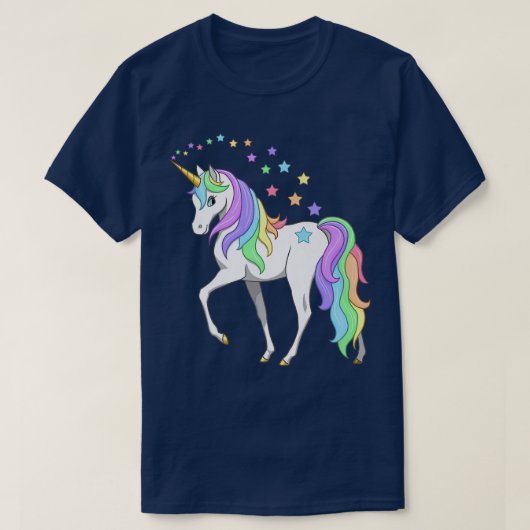  pasteelregenboogkleuren Unicorn Stars T-shirt (Design voorkant)