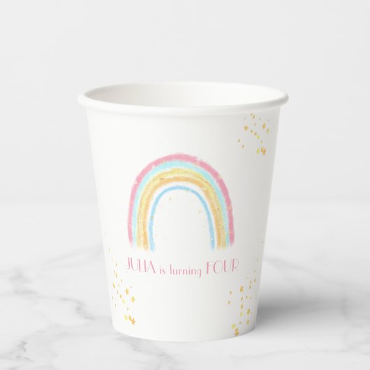 Pasteelregenboogmousserende dag papieren bekers (Voorkant)