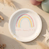 Pasteelregenboogmousserende dag papieren bordje