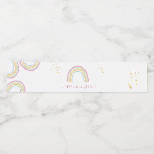 Pasteelregenboogmousserende dag waterfles etiket (Enkel label)