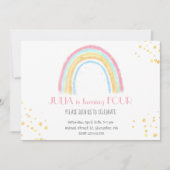 Pasteelregenboogmousserende vogels uitnodiging (Voorkant)