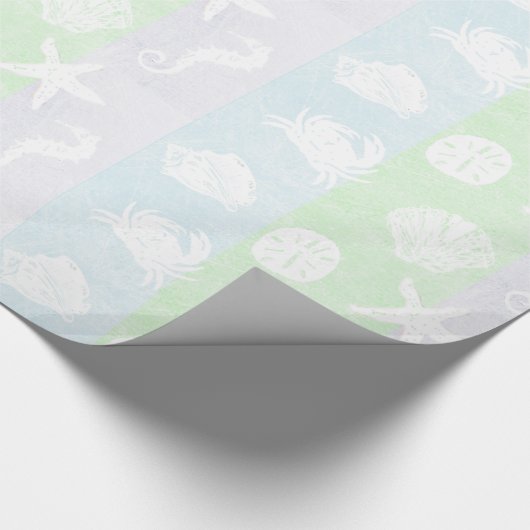 Pasteelstrand Gedekte witte Zee creaties Cadeaupapier (Hoek)