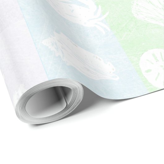 Pasteelstrand Gedekte witte Zee creaties Cadeaupapier (Rol Hoek)