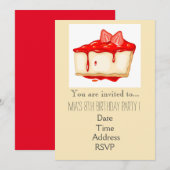 Pasteeltaart verjaardagsfeest van het meisje kaart (Voorkant / Achterkant)