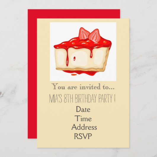 Pasteeltaart verjaardagsfeest van het meisje kaart (Voorkant / Achterkant)