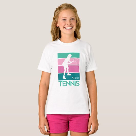 pasteeltennis met naam t-shirt (Voorkant volledig)
