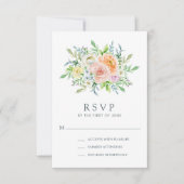 pasteelWaterverf Floral Bouquet Wedding RSVP Kaartje (Voorkant)