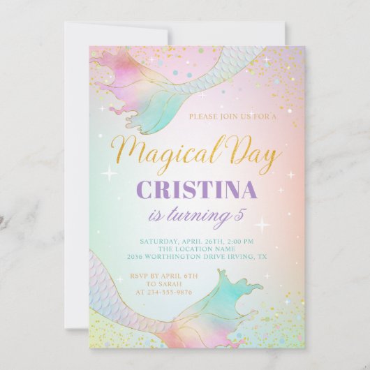 pasteelzeemeermin in het kader van de uitnodiging  (Voorkant)