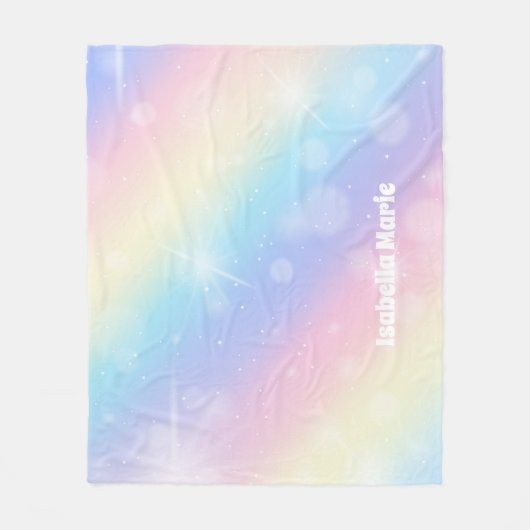  pasteien Regenboog Sparkle Girly Monogram Kinder Fleece Deken (Voorkant)