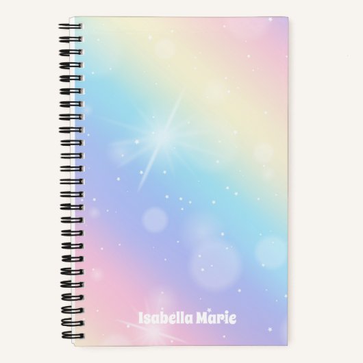 pasteien Regenboog Sparkle Girly Monogram Kinder Notitieboek (Voorkant)