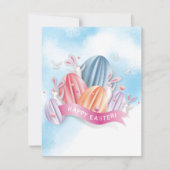 pasteipap 3D-paaseieren met uitnodiging van bunny (Voorkant)