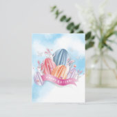 pasteipap 3D-paaseieren met uitnodiging van bunny (Staand voorkant)