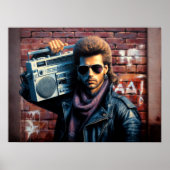 Pastel 1980's Man Mullet Boombox Poster (Voorkant)