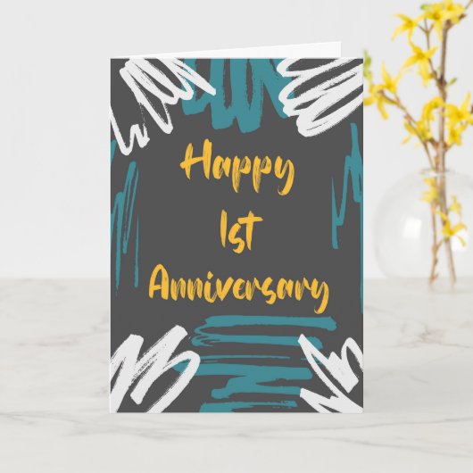 Pastel 1e Jubileum Kaart (Gele Bloem)