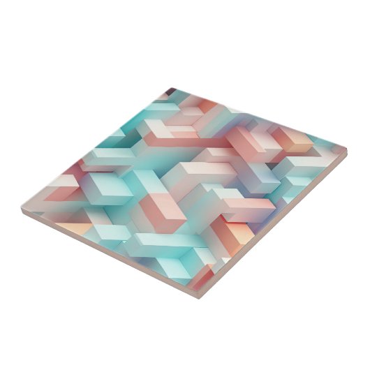 Pastel 3D Abstracte Tegel Tegeltje (Zijkant)