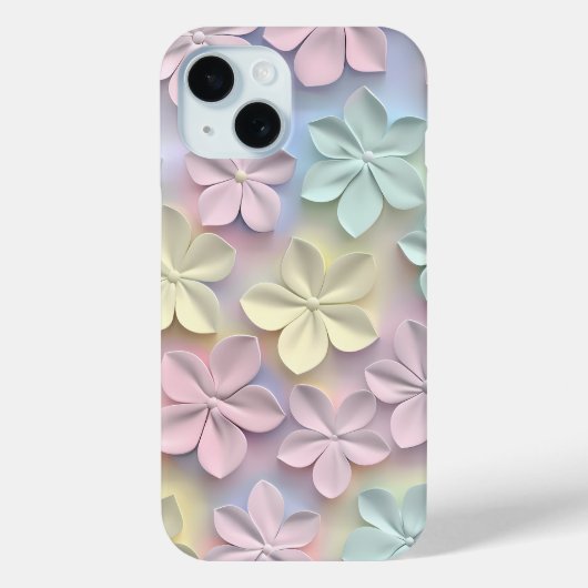 Pastel 3D Bloemen Telefoon Case (Achterkant)