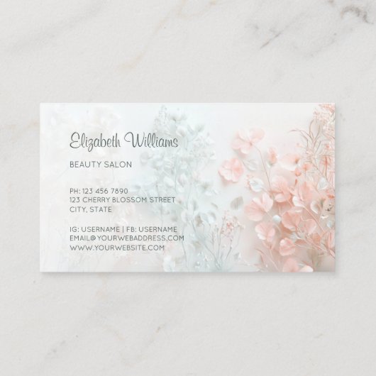 Pastel 3D Boho Flowers Visitekaartje (Achterkant)