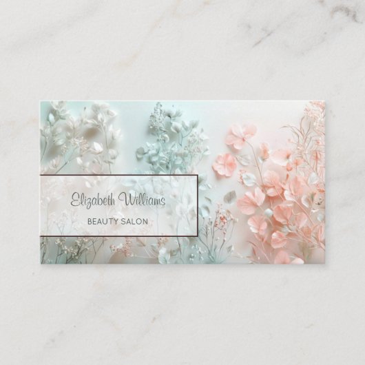 Pastel 3D Boho Flowers Visitekaartje (Voorkant)