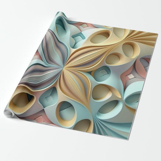 Pastel 3D-effectpatroon verpakkingspapier Cadeaupapier (Uitgerold)