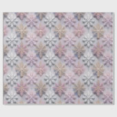 Pastel 3D Sneeuwvlokken Cadeaupapier (Vlak)